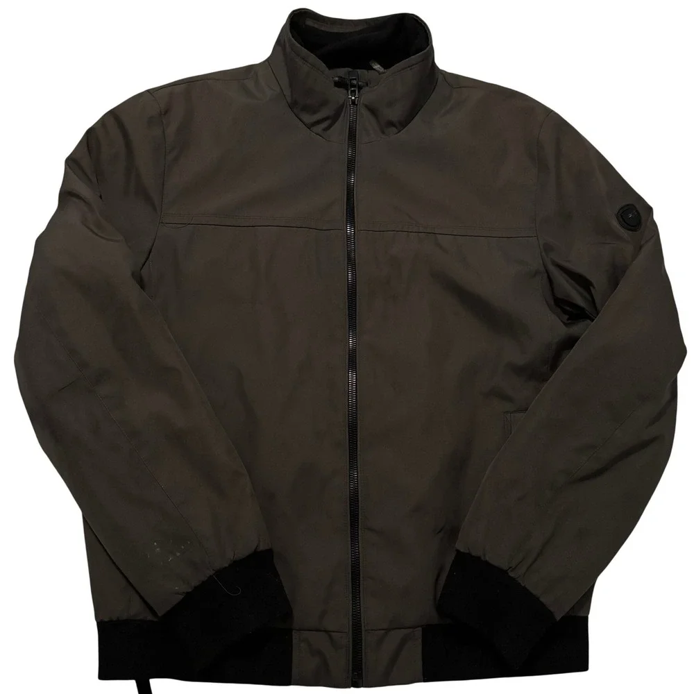 Andrew‎ Marc Mens Bomber Jacket Brown Olive Full Zip Quilted Lined Medium